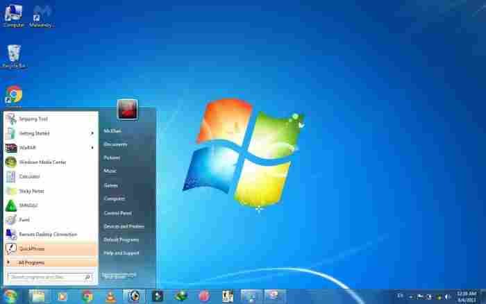 Windows 7 Start Menu screenshot