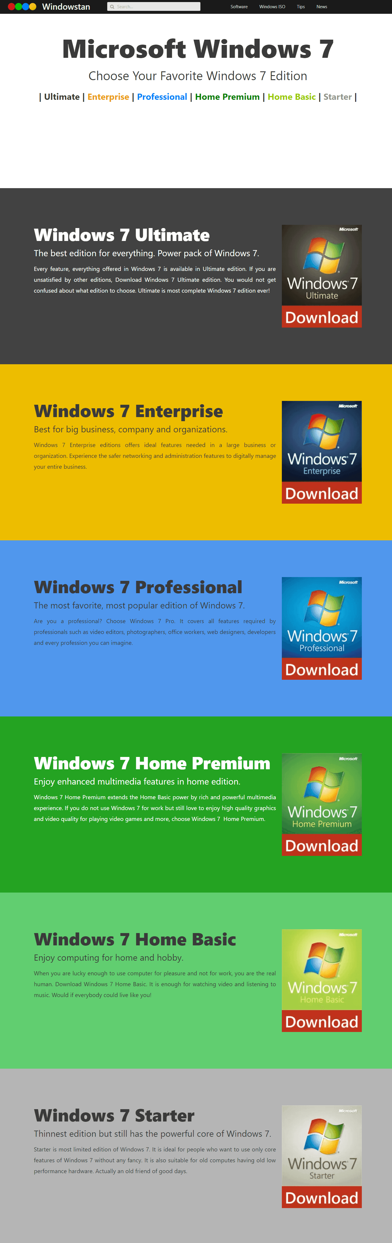 Windows 7 Editions compare