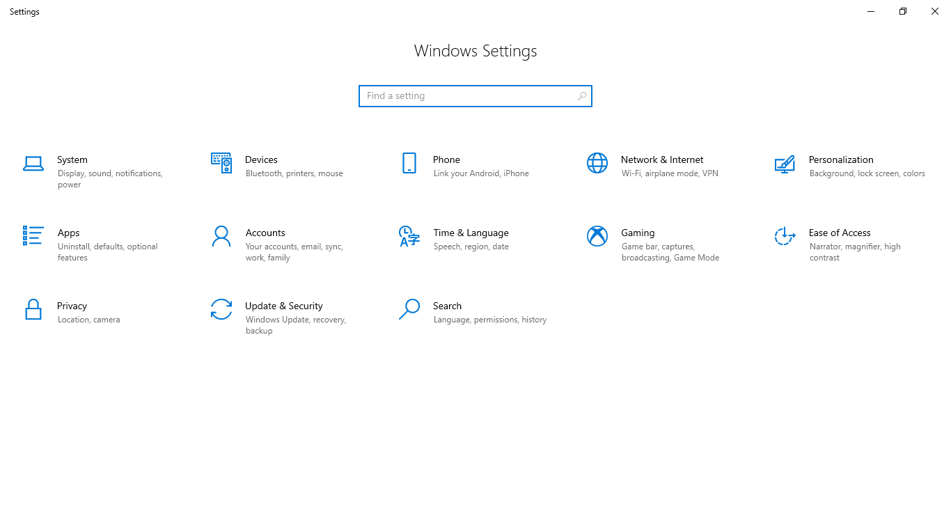Windows Settings Panel - Windowstan