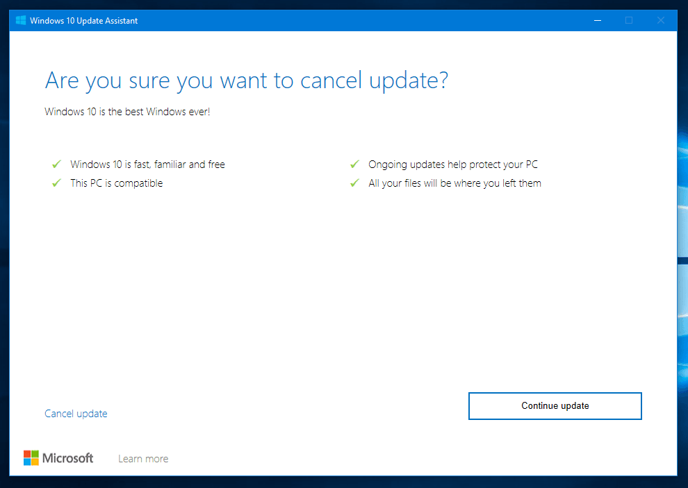 Cancel Windows 10 Update