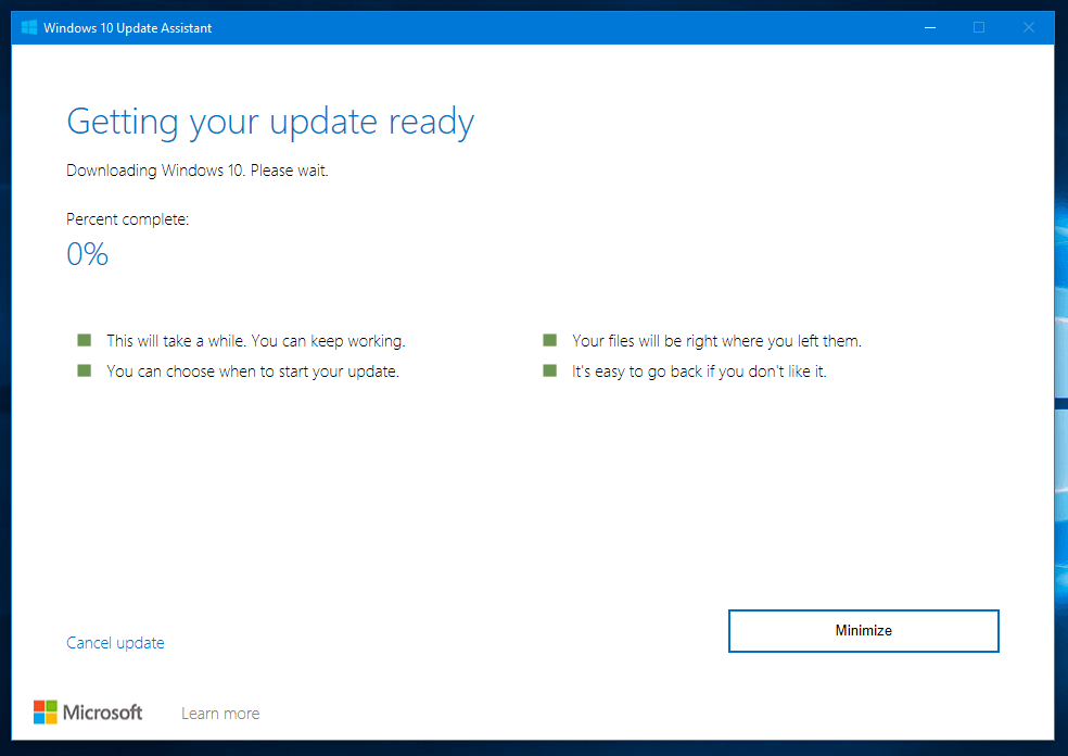 Windows 10 update available