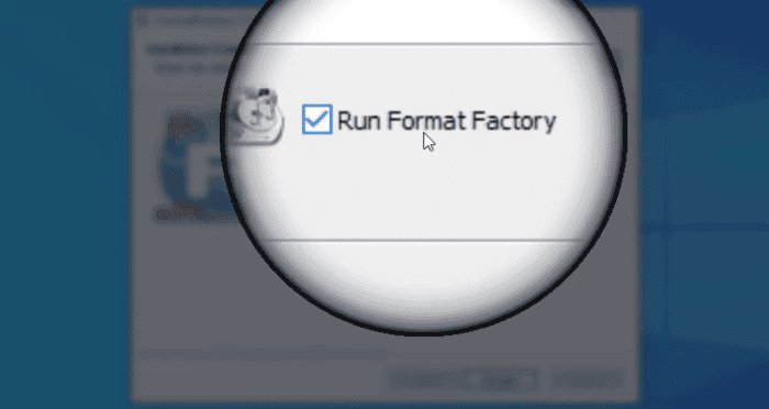 Run Format Factory on setup exit - Checkbox