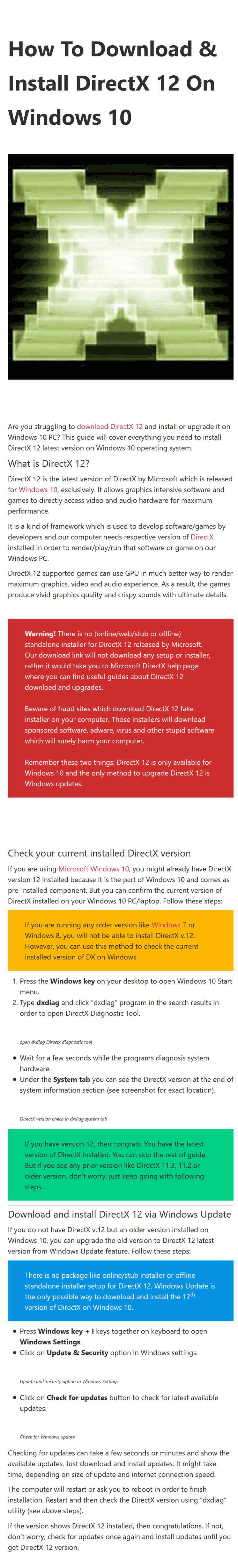 directx version 12 for windows 10