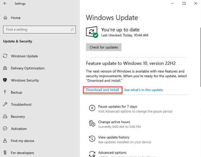 Download and install Windows 10 updates