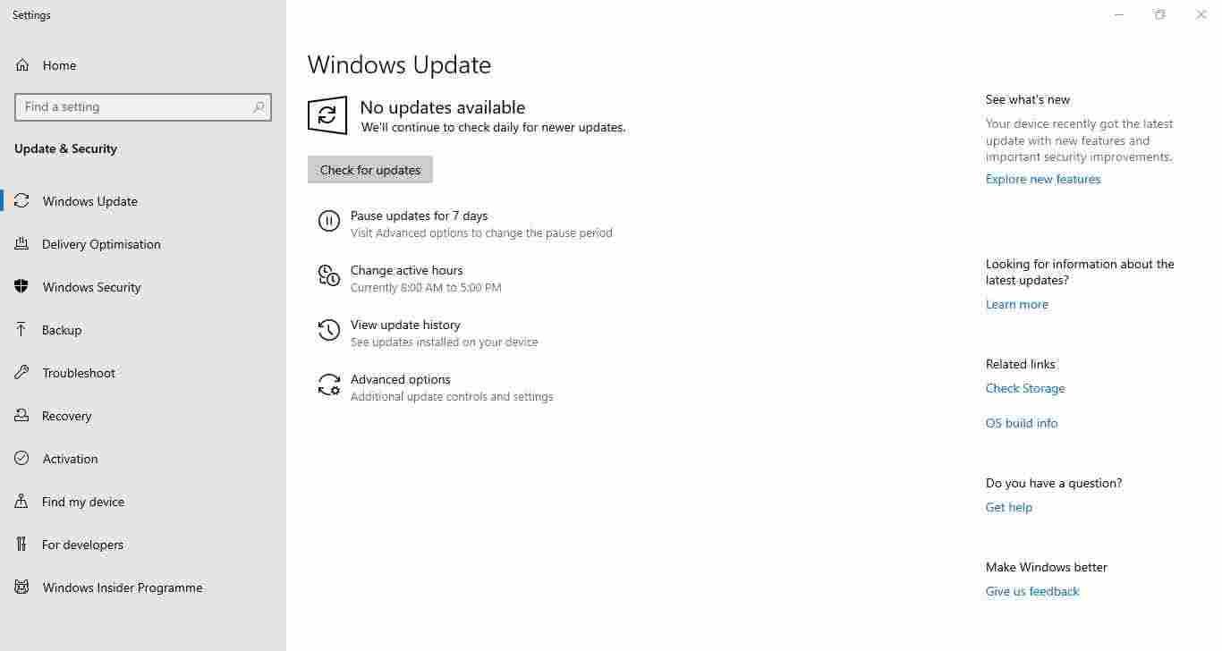 Check for Windows 10 updates