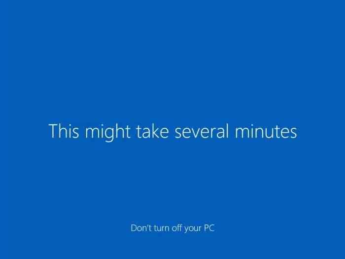 Install Windows 10 this might take several minutes do not turn off