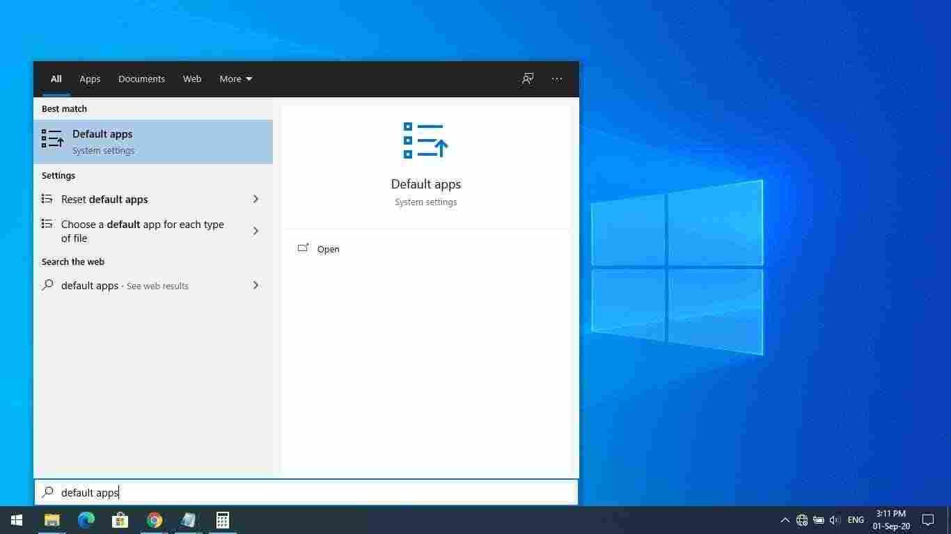 1-Open Default Apps in Windows 10