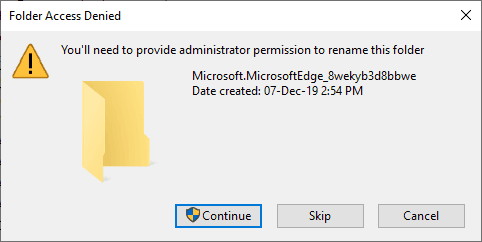 3-folder access denied - need administrative permission to rename the folder
