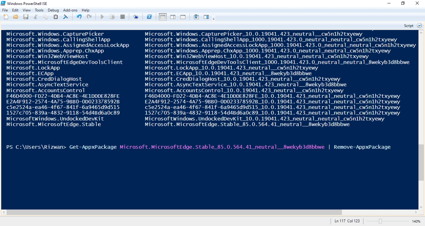4-remove MS Edge appx using PowerShell