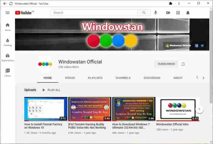 Preview of YouTube Progressive Web App PWA interface