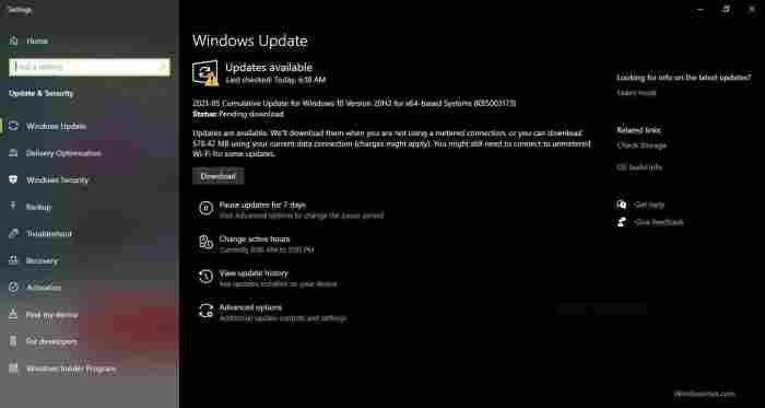 Windows 10 Update Available