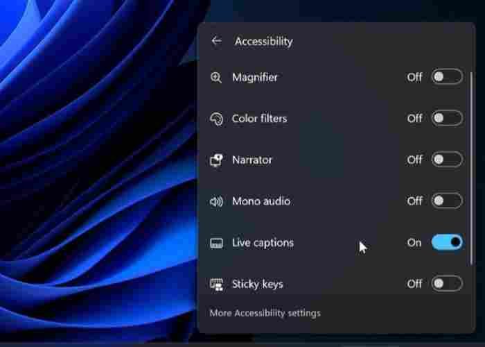 Accessibility Quick Setting 22H2 Windows 11