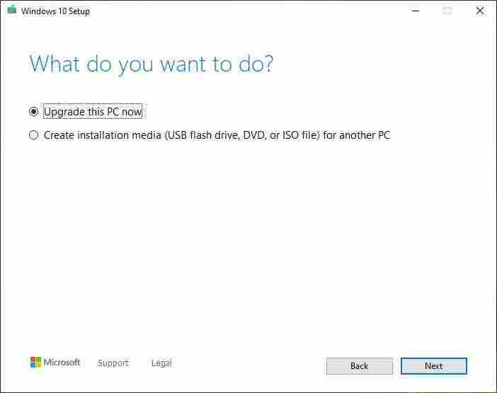 upgrade Windows 10 PC option
