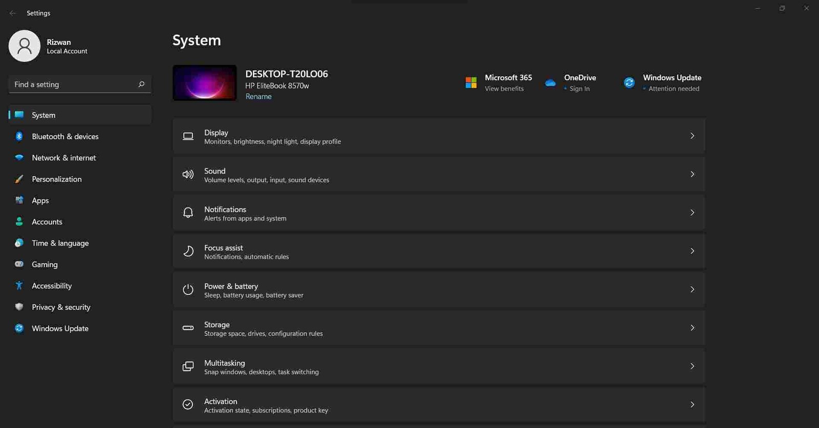 Windows 11 screenshot - Settings app