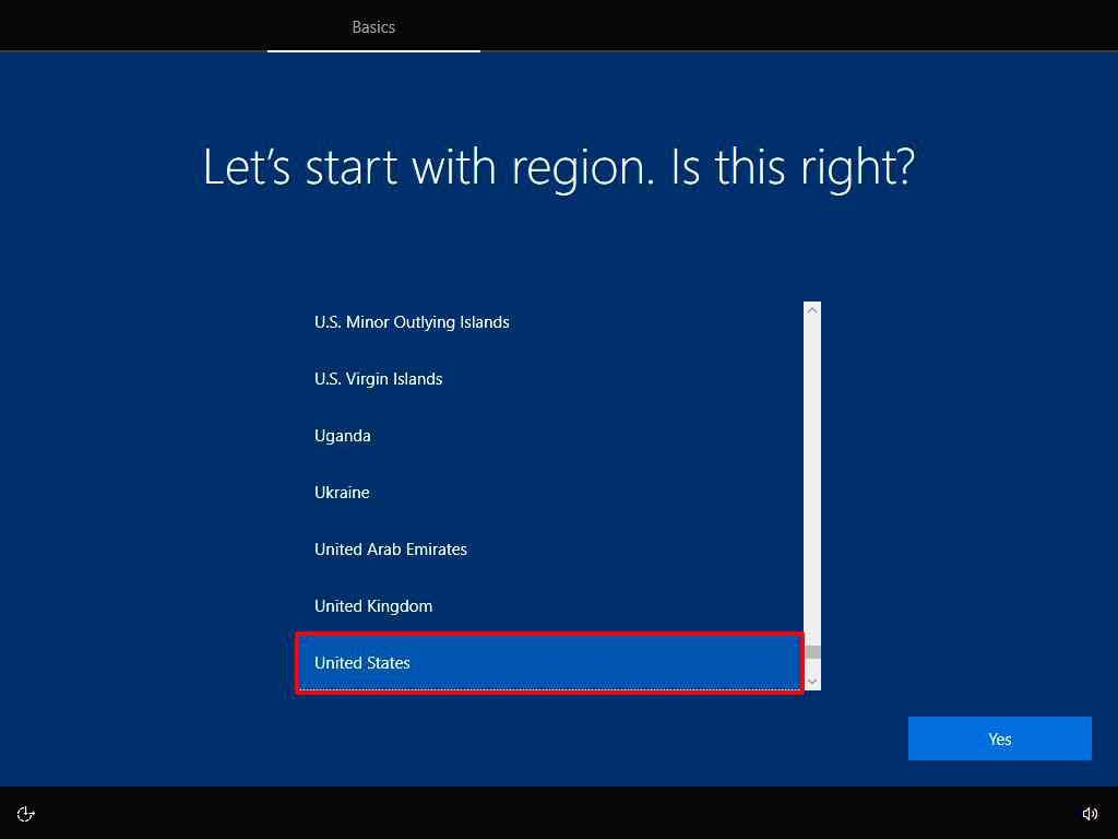 Installation setup-Select your region