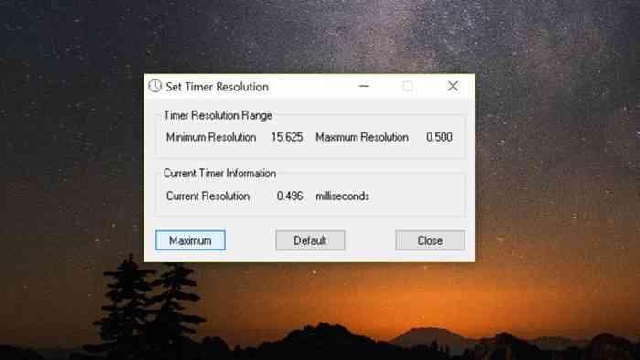 Timer Resolution screenshot on Windows