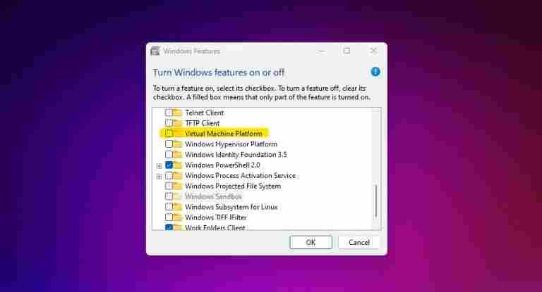 Windows 11 performance boost disable Virtual Machine Platform