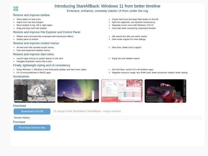 StartAllBack official website