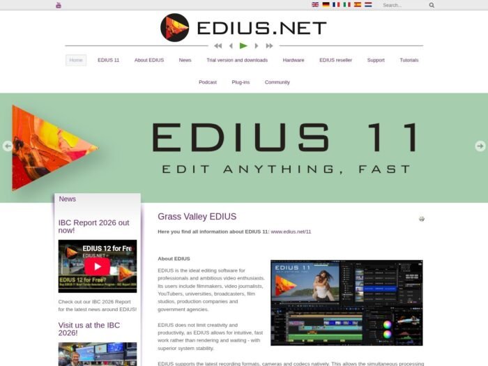 EDIUS Pro official website